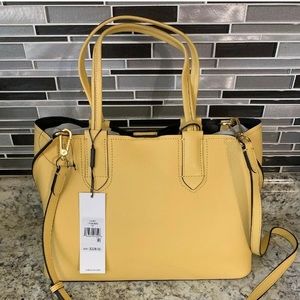 Calvin Klein Yellow Carryall Leather Handbag Nwt